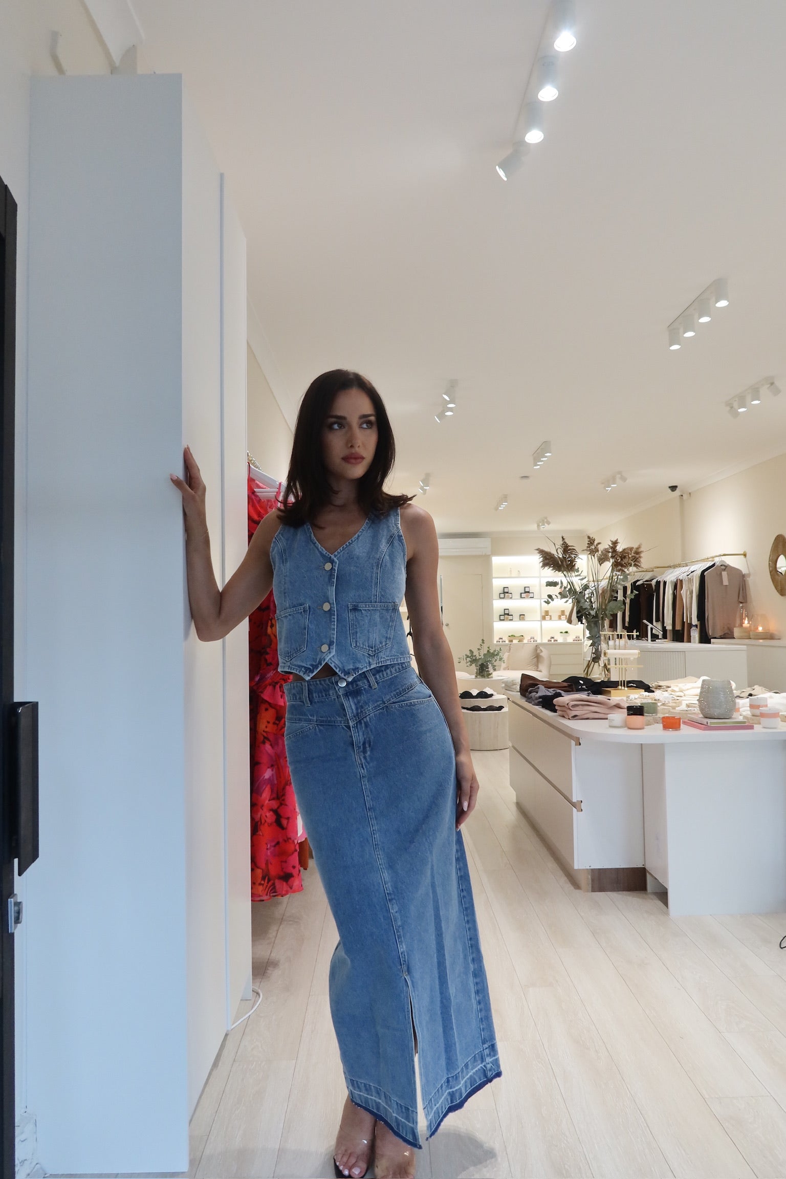 Raw Hem Denim Maxi Skirt – Ciel Collection